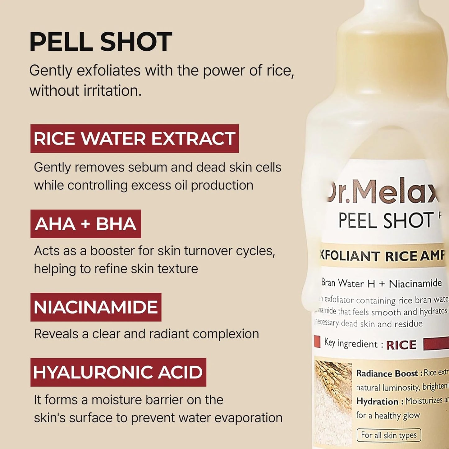 Dr.Melaxin Peel Shot Exfoliant White Rice Ampoule