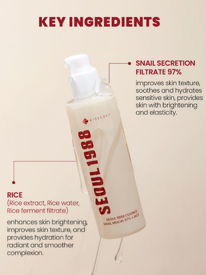 K-SECRET SEOUL 1988 Essence : Snail Mucin 97% + Rice