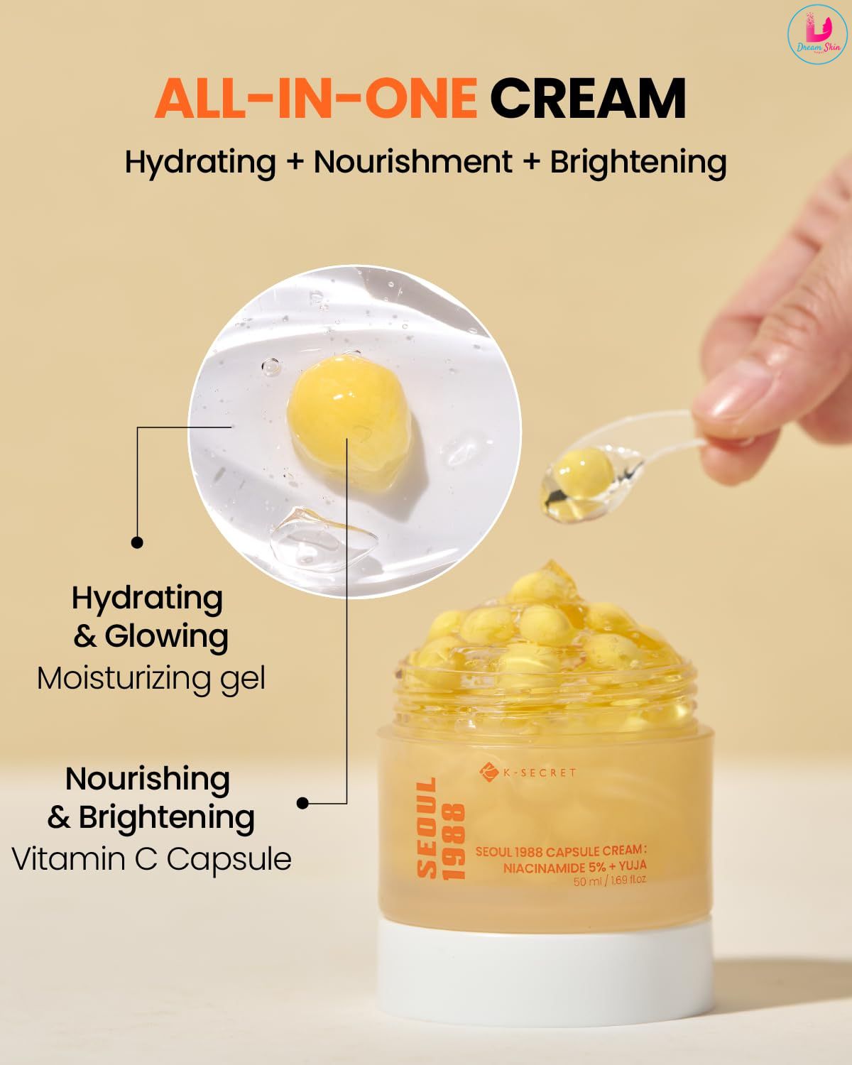 K-SECRET SEOUL 1988 Capsule Cream : Niacinamide 5% + Yuja 50ml